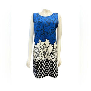 Isle EUC Sleeveless A-Line  Blue and Black Mini Dress Size Medium